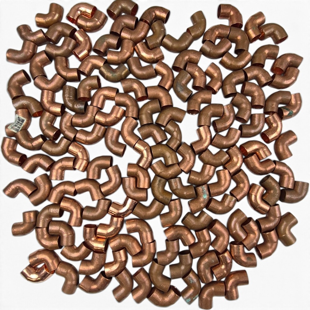 Lot of 150 - 1/2" Copper 90° Elbows C×C Sweat Solder Fittings NIBCO EPC NOS